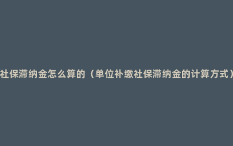 社保滞纳金怎么算的（单位补缴社保滞纳金的计算方式）