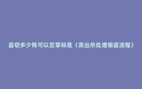 盗窃多少钱可以定罪标准（派出所处理偷盗流程）