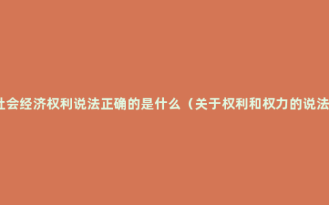 社会经济权利说法正确的是什么（关于权利和权力的说法）