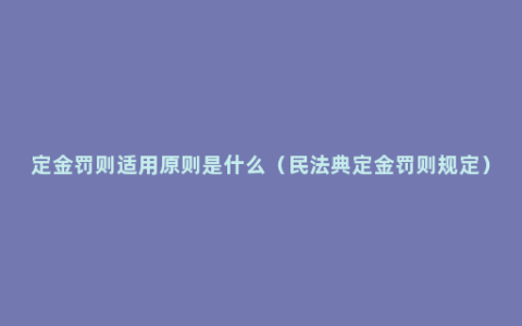 定金罚则适用原则是什么（民法典定金罚则规定）