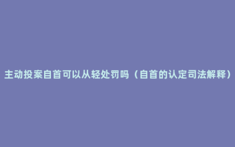 主动投案自首可以从轻处罚吗（自首的认定司法解释）