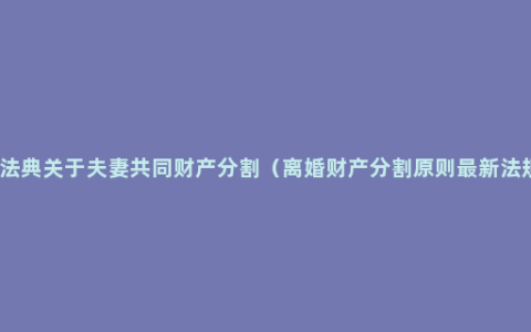 民法典关于夫妻共同财产分割（离婚财产分割原则最新法规）