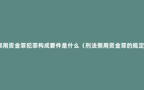 挪用资金罪犯罪构成要件是什么（刑法挪用资金罪的规定）