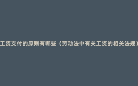 工资支付的原则有哪些（劳动法中有关工资的相关法规）