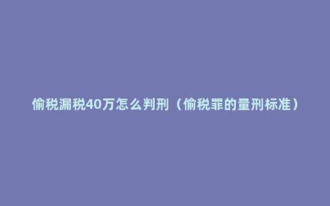 偷税漏税40万怎么判刑（偷税罪的量刑标准）