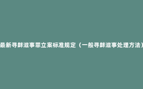 最新寻衅滋事罪立案标准规定（一般寻衅滋事处理方法）