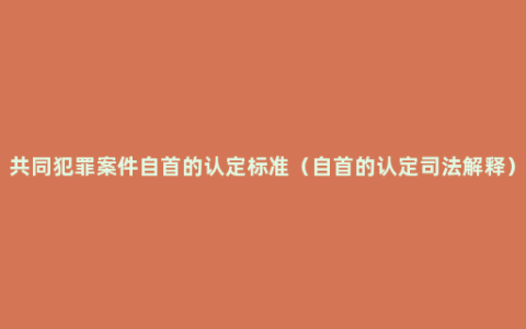 共同犯罪案件自首的认定标准（自首的认定司法解释）