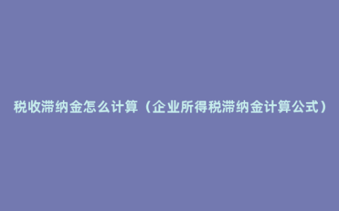 税收滞纳金怎么计算（企业所得税滞纳金计算公式）