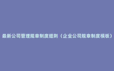 最新公司管理规章制度细则（企业公司规章制度模板）