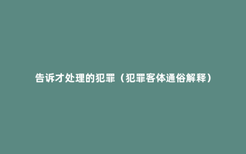 告诉才处理的犯罪（犯罪客体通俗解释）