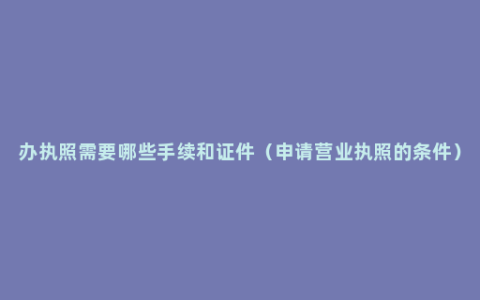 办执照需要哪些手续和证件（申请营业执照的条件）