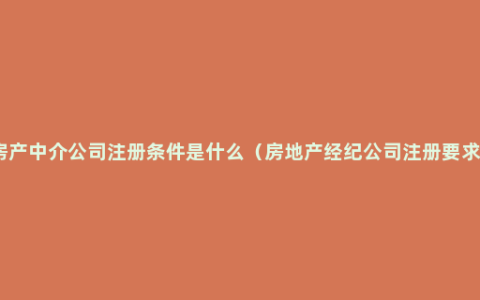 房产中介公司注册条件是什么（房地产经纪公司注册要求）