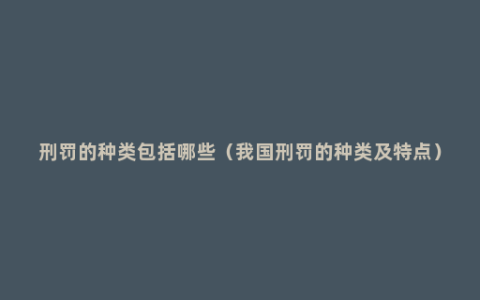 刑罚的种类包括哪些（我国刑罚的种类及特点）