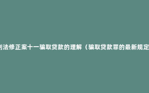 刑法修正案十一骗取贷款的理解（骗取贷款罪的最新规定）