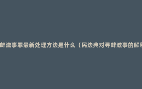 寻衅滋事罪最新处理方法是什么（民法典对寻衅滋事的解释）