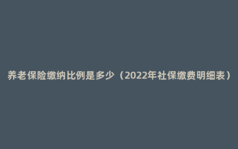 养老保险缴纳比例是多少（2022年社保缴费明细表）