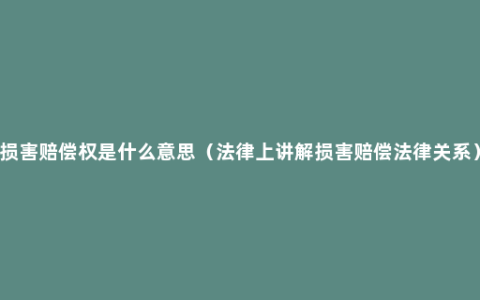 损害赔偿权是什么意思（法律上讲解损害赔偿法律关系）