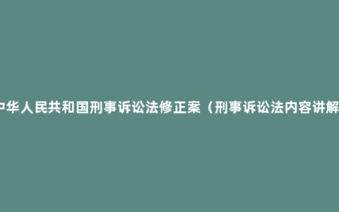 中华人民共和国刑事诉讼法修正案（刑事诉讼法内容讲解）