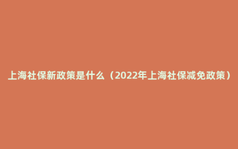 上海社保新政策是什么（2022年上海社保减免政策）