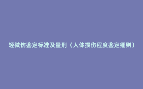 轻微伤鉴定标准及量刑（人体损伤程度鉴定细则）