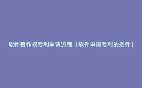 软件著作权专利申请流程（软件申请专利的条件）