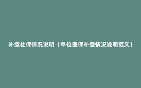 补缴社保情况说明（单位医保补缴情况说明范文）