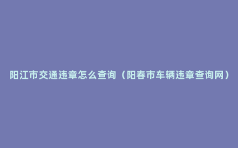 阳江市交通违章怎么查询（阳春市车辆违章查询网）