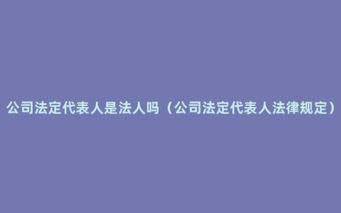 公司法定代表人是法人吗（公司法定代表人法律规定）