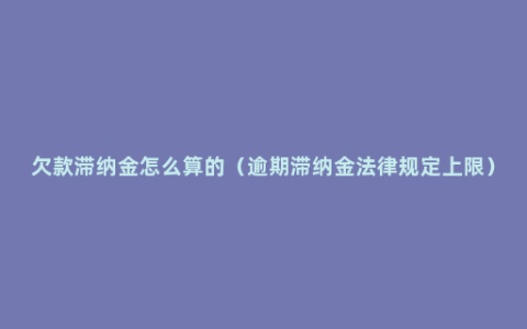 欠款滞纳金怎么算的（逾期滞纳金法律规定上限）