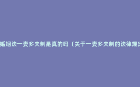 新婚姻法一妻多夫制是真的吗（关于一妻多夫制的法律规定）