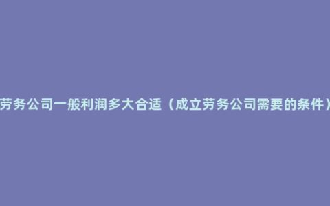 劳务公司一般利润多大合适（成立劳务公司需要的条件）