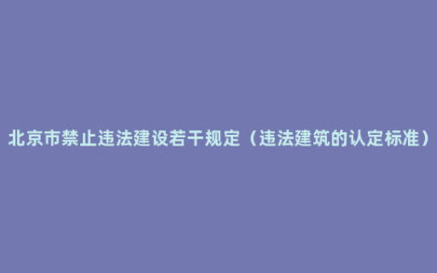 北京市禁止违法建设若干规定（违法建筑的认定标准）