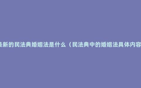 最新的民法典婚姻法是什么（民法典中的婚姻法具体内容）