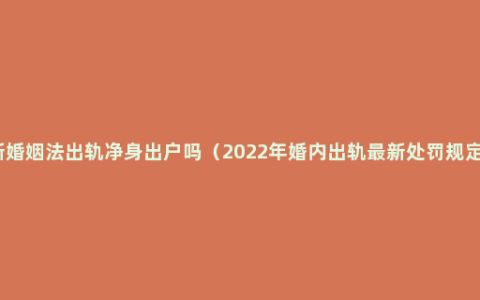 新婚姻法出轨净身出户吗（2022年婚内出轨最新处罚规定）