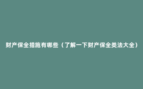 财产保全措施有哪些（了解一下财产保全类法大全）