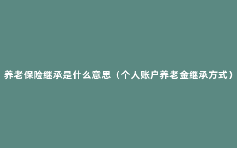 养老保险继承是什么意思（个人账户养老金继承方式）