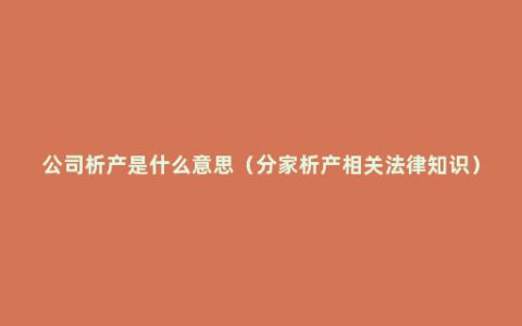 公司析产是什么意思（分家析产相关法律知识）