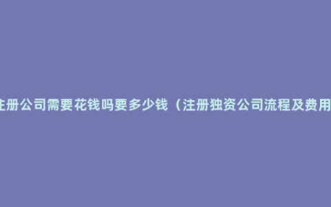 注册公司需要花钱吗要多少钱（注册独资公司流程及费用）