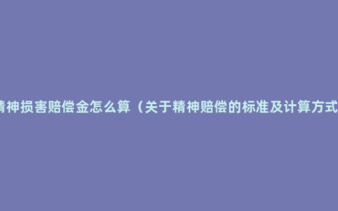 精神损害赔偿金怎么算（关于精神赔偿的标准及计算方式）