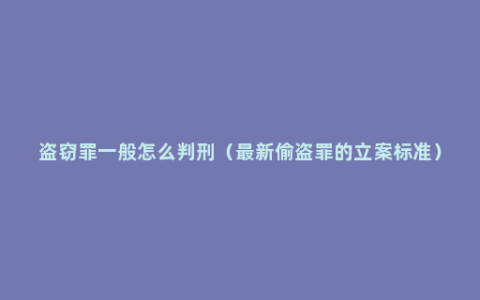 盗窃罪一般怎么判刑（最新偷盗罪的立案标准）