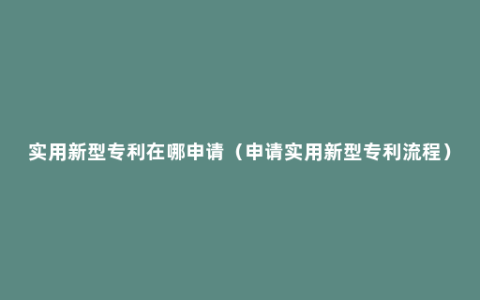 实用新型专利在哪申请（申请实用新型专利流程）