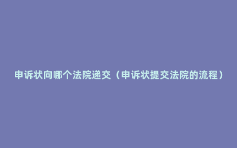 申诉状向哪个法院递交（申诉状提交法院的流程）