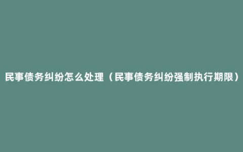 民事债务纠纷怎么处理（民事债务纠纷强制执行期限）