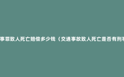 交通肇事罪致人死亡赔偿多少钱（交通事故致人死亡是否有刑事责任）