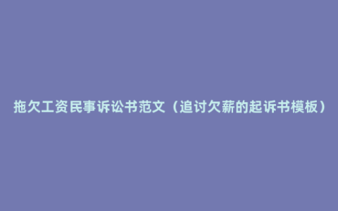 拖欠工资民事诉讼书范文（追讨欠薪的起诉书模板）