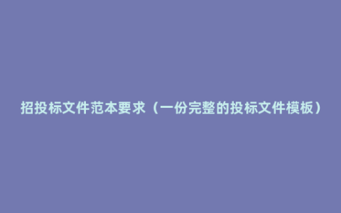 招投标文件范本要求（一份完整的投标文件模板）