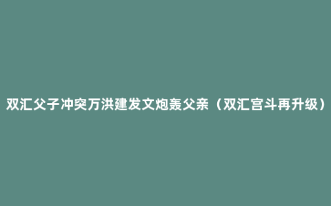 双汇父子冲突万洪建发文炮轰父亲（双汇宫斗再升级）