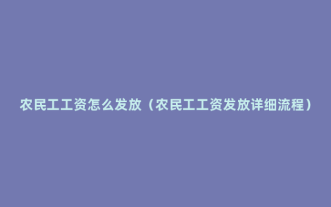 农民工工资怎么发放（农民工工资发放详细流程）