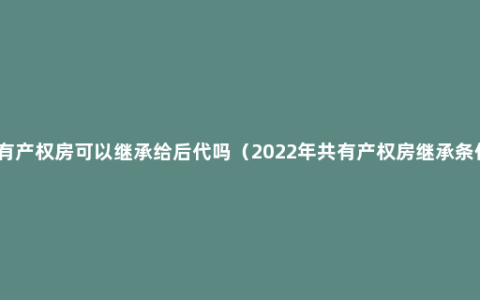 共有产权房可以继承给后代吗（2022年共有产权房继承条件）