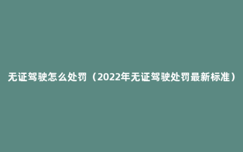 无证驾驶怎么处罚（2022年无证驾驶处罚最新标准）